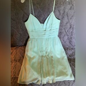 Bridesmaid dress, mint green, spaghetti straps
